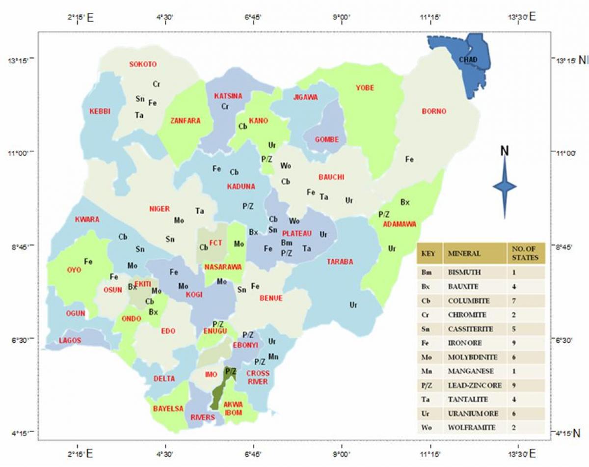 nigērija dabas resursu karte