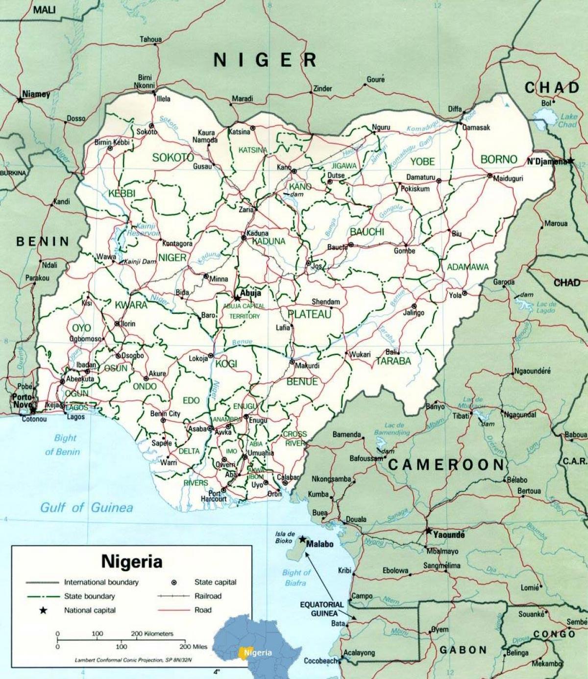 lagosa, nigērija āfrikas karte