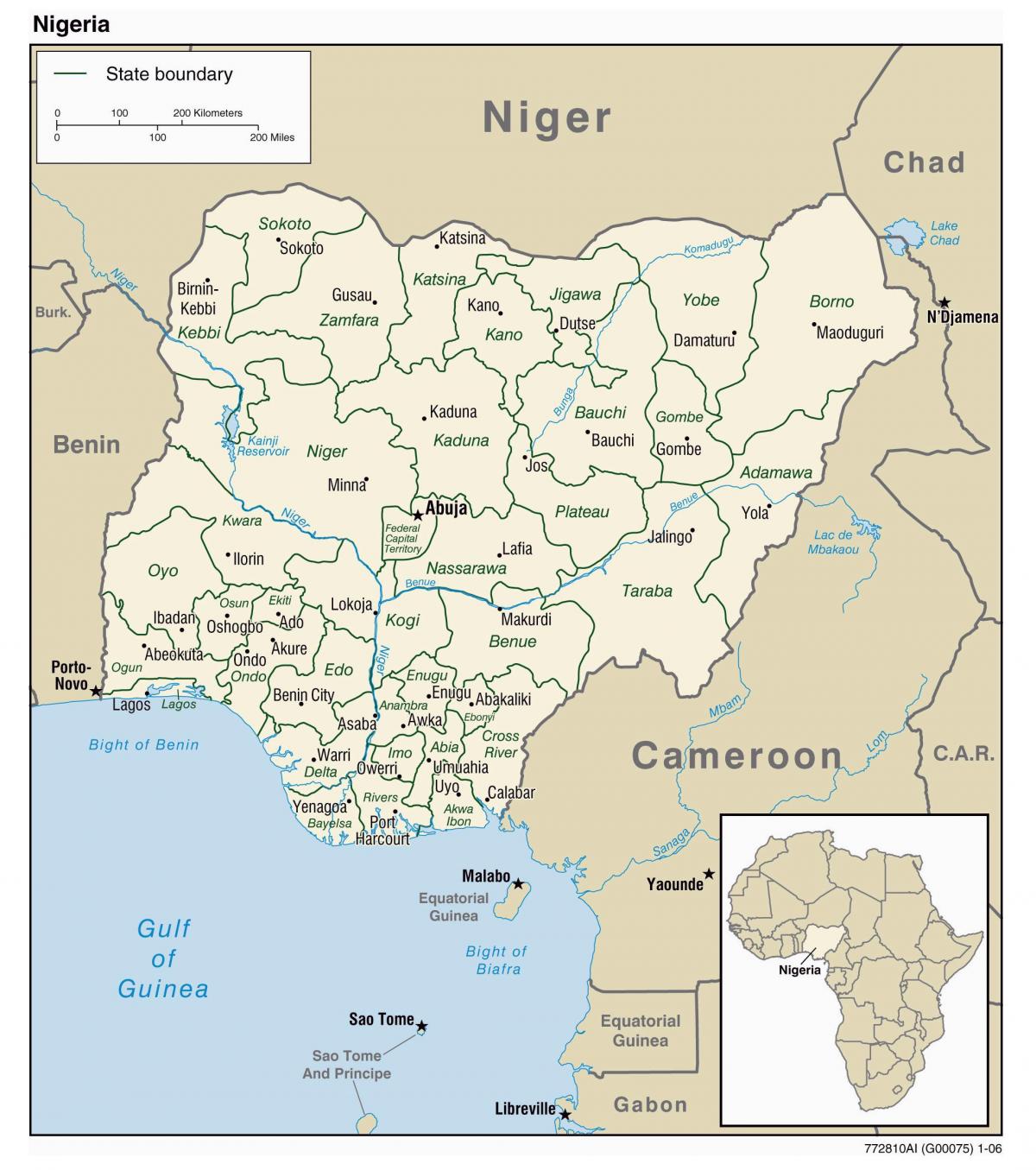 karte nigērija ar pilsētām