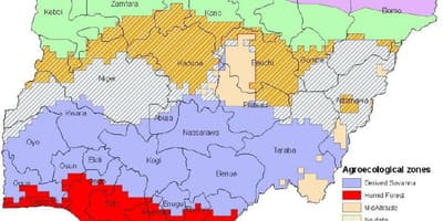 Kartes nigērijā, norādot, ka ekoloģiskās zonas