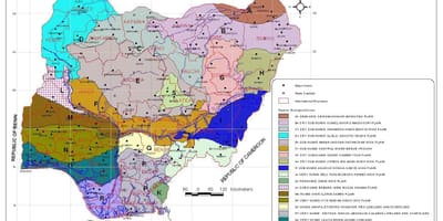 Kartes nigērijā, parādot atšķirīgas veģetācijas zonas